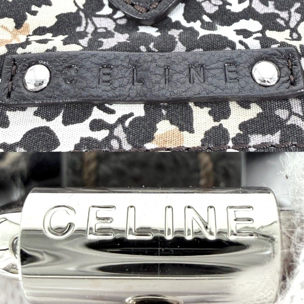 Celine Tote Macadam Handbag Denim Leather Navy Silver Vintage — view 5