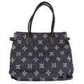 Celine Tote Macadam Handbag Denim Leather Navy Silver Vintage