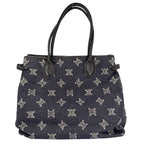 Celine Tote Macadam Handbag Denim Leather Navy Silver Vintage