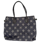 Celine Tote Macadam Handbag Denim Leather Navy Silver Vintage — view 2
