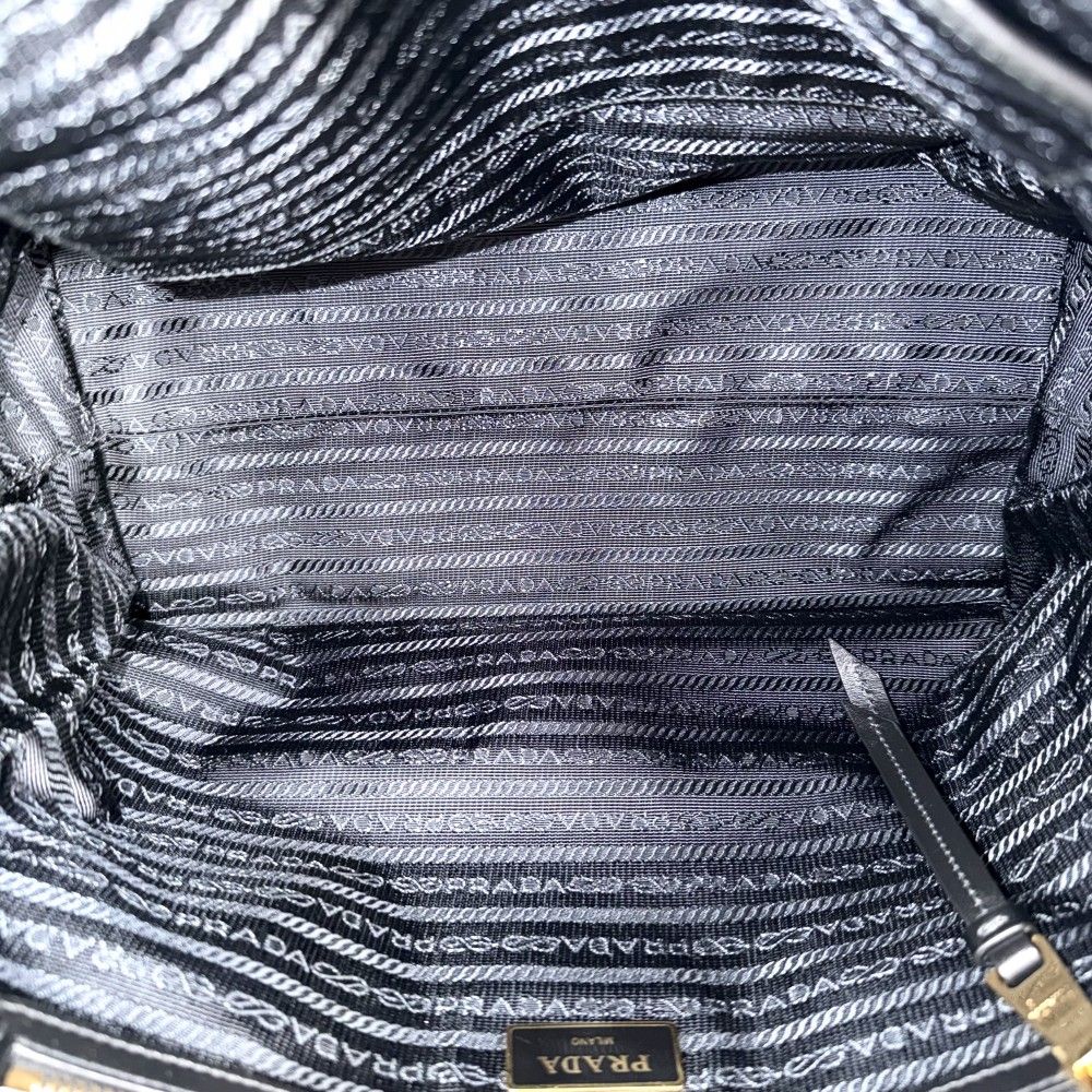 Prada Handbag Triangle Logo Tote Nylon Black Gold Vintage — view 4