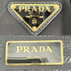 Prada Handbag Triangle Logo Tote Nylon Black Gold Vintage — view 5
