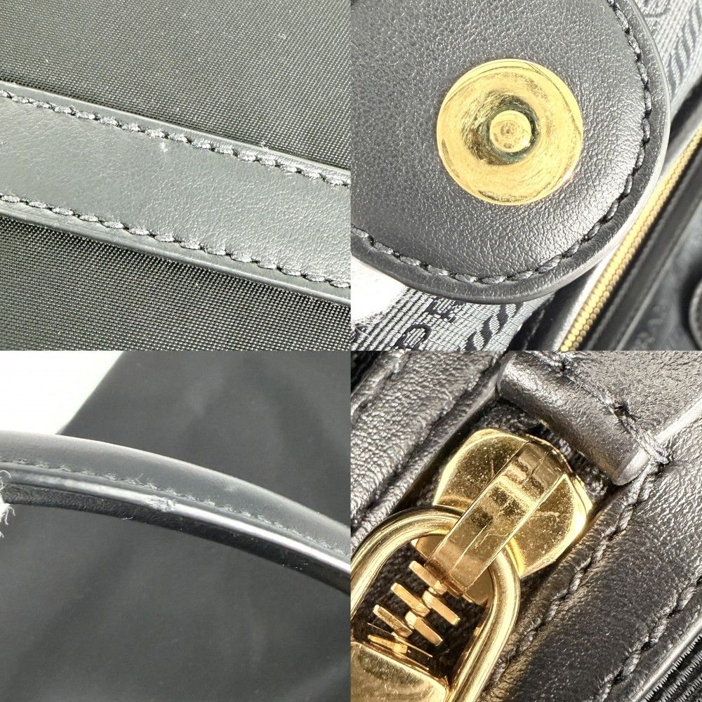 Prada Handbag Triangle Logo Tote Nylon Black Gold Vintage — view 6