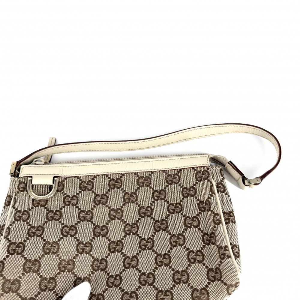 Gucci Handbag Abbey Accessory Sally Pouch GG Canvas Leather Beige Gold Vintage — view 8