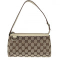 Gucci Handbag Abbey Accessory Sally Pouch GG Canvas Leather Beige Gold Vintage
