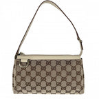 Gucci Handbag Abbey Accessory Sally Pouch GG Canvas Leather Beige Gold Vintage