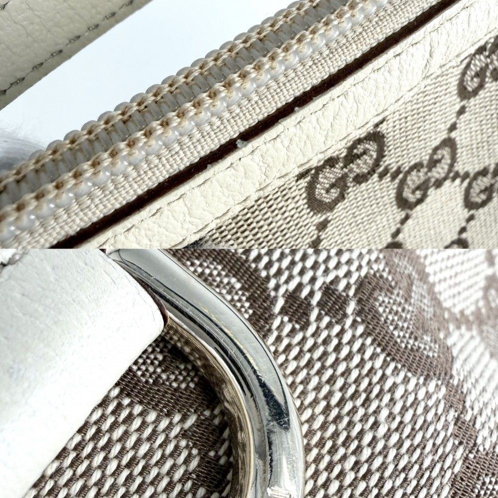 Gucci Handbag Abbey Accessory Sally Pouch GG Canvas Leather Beige Gold Vintage — view 7