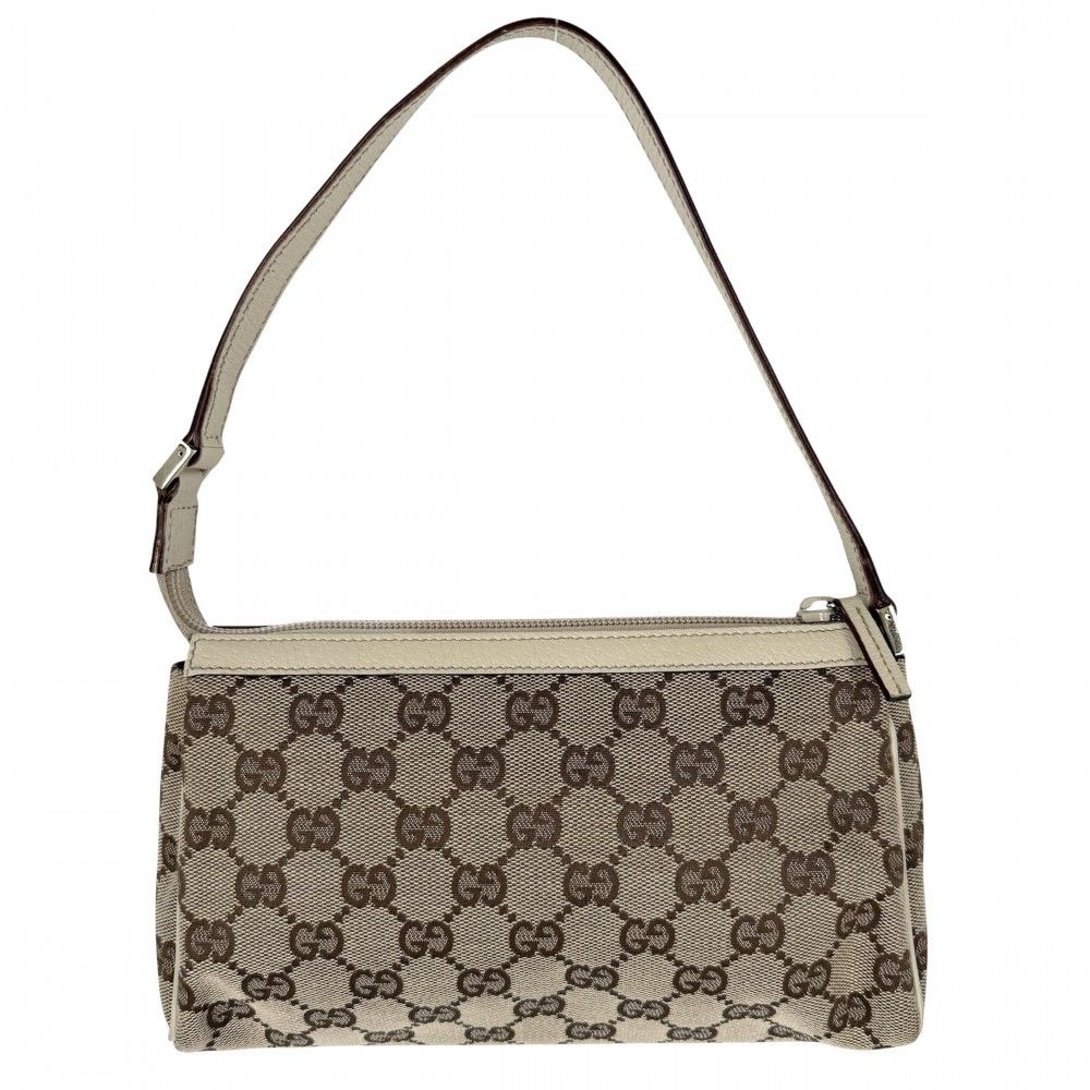 Gucci Handbag Abbey Accessory Sally Pouch GG Canvas Leather Beige Gold Vintage — view 2