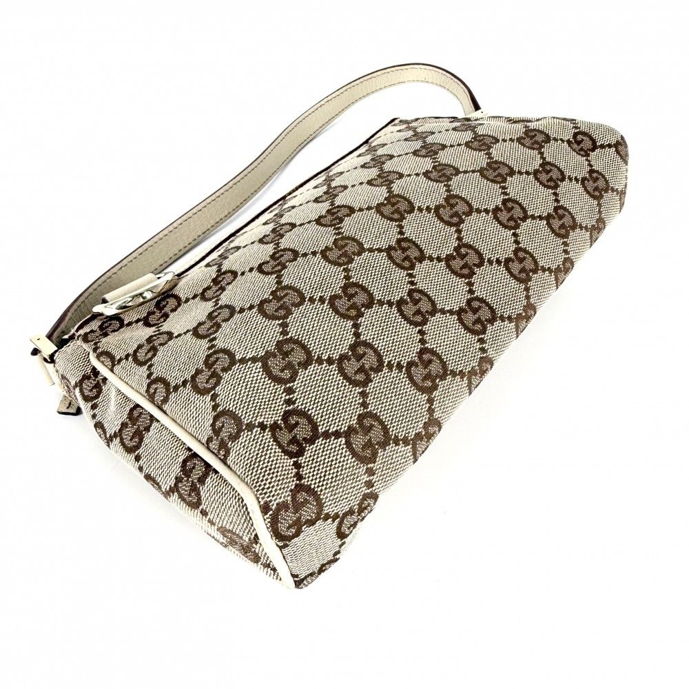 Gucci Handbag Abbey Accessory Sally Pouch GG Canvas Leather Beige Gold Vintage — view 3