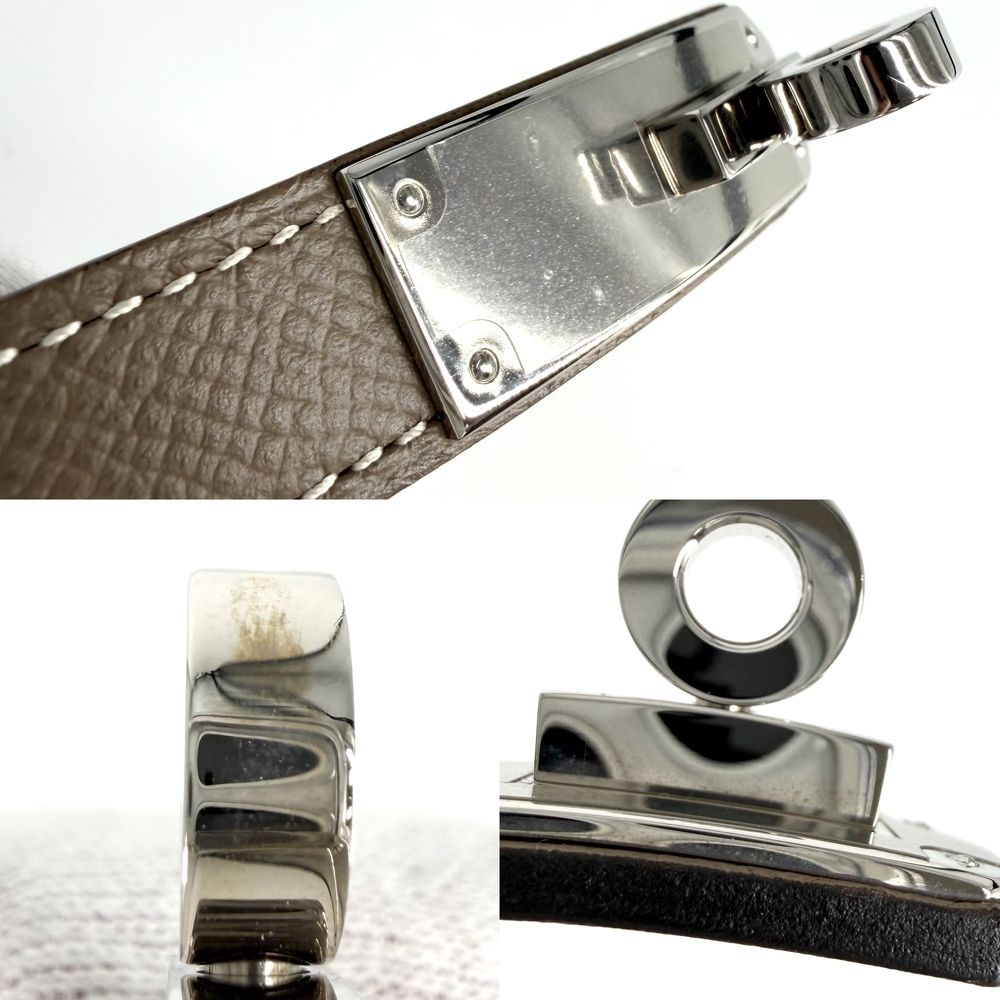 Hermes Belt Kelly 18 Leather Etoupe Silver Vintage — view 3
