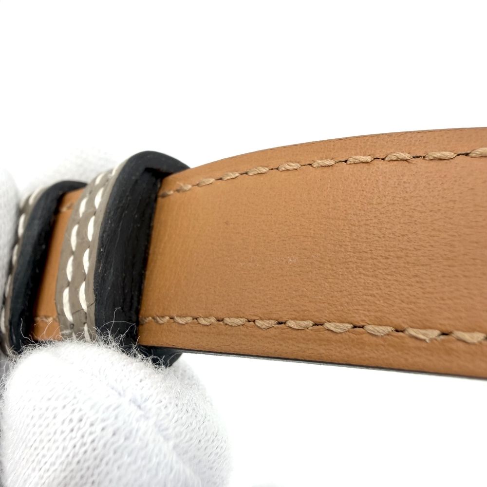 Hermes Belt Kelly 18 Leather Etoupe Silver Vintage — view 5