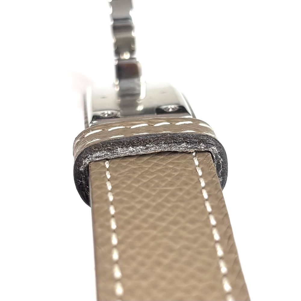 Hermes Belt Kelly 18 Leather Etoupe Silver Vintage — view 6