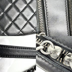 Chanel Shoulder Bag Boy Chain Crossbody CC Logo Leather Black Matte Silver — view 7