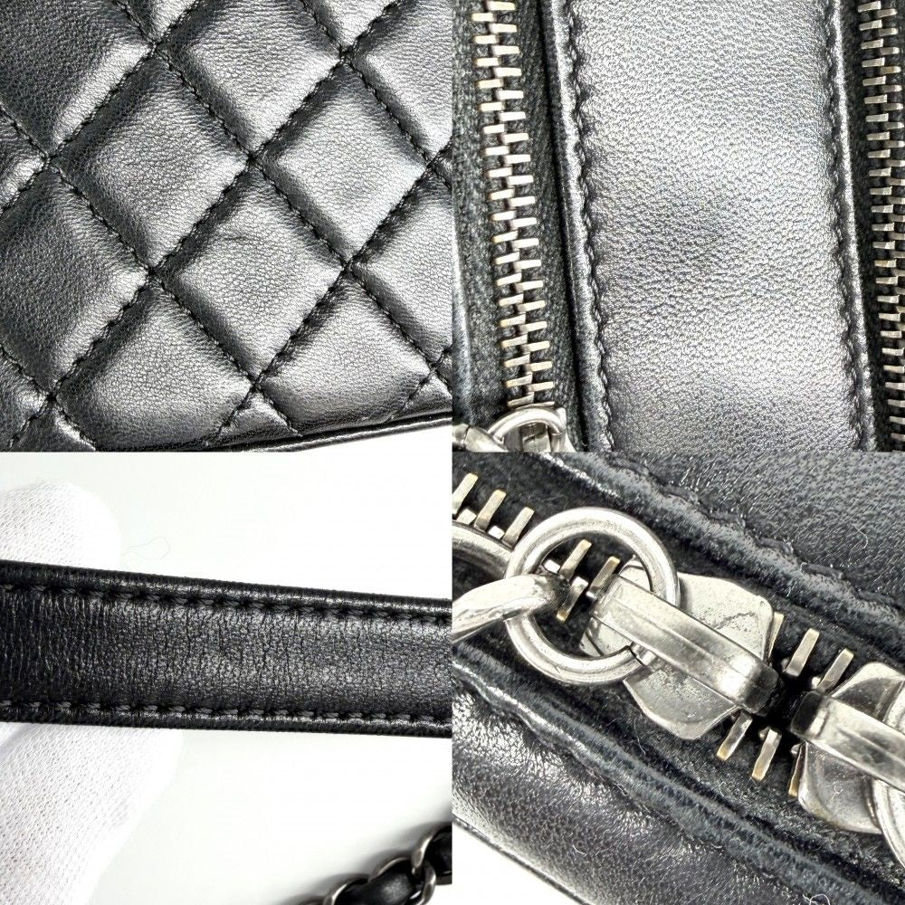 Chanel Shoulder Bag Boy Chain Crossbody CC Logo Leather Black Matte Silver — view 7
