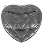 Chanel Shoulder Bag Quilted Heart CC Logo Small Lambskin Black Gold — view 2