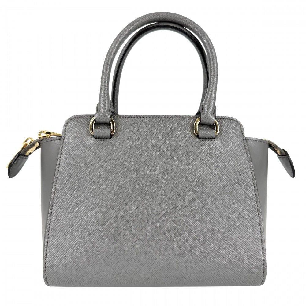 Prada 2-Way Triangle Logo Shoulder Bag Crossbody Leather Gray Gold Vintage — view 2