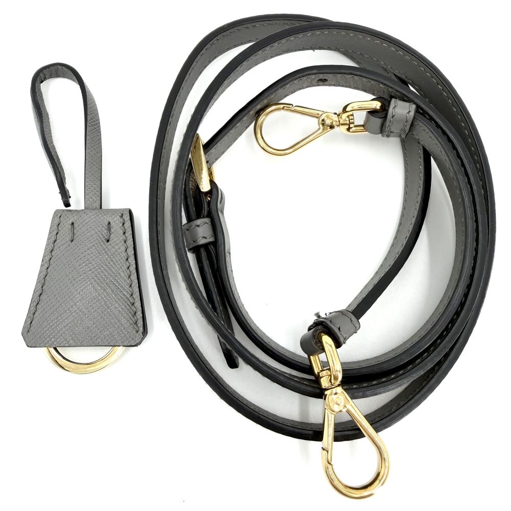Prada 2-Way Triangle Logo Shoulder Bag Crossbody Leather Gray Gold Vintage — view 8
