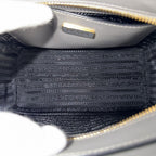 Prada 2-Way Triangle Logo Shoulder Bag Crossbody Leather Gray Gold Vintage — view 4