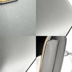 Prada 2-Way Triangle Logo Shoulder Bag Crossbody Leather Gray Gold Vintage — view 6