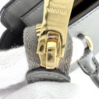 Prada 2-Way Triangle Logo Shoulder Bag Crossbody Leather Gray Gold Vintage — view 7