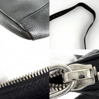Prada Shoulder Bag Triangle Logo Leather Black Silver Vintage — view 6