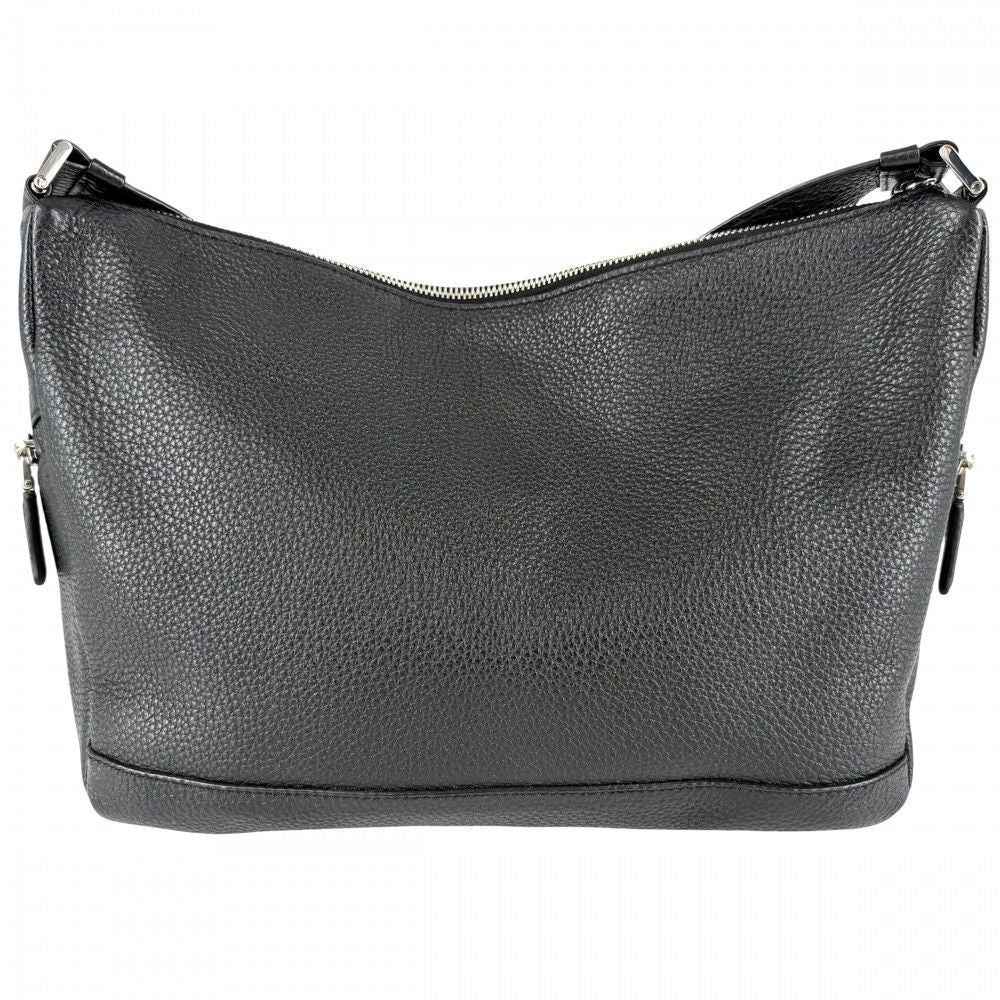 Prada Shoulder Bag Triangle Logo Leather Black Silver Vintage — view 2