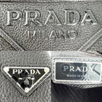 Prada Shoulder Bag Triangle Logo Leather Black Silver Vintage — view 5