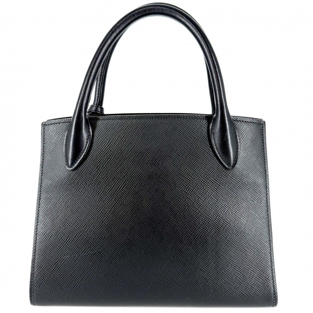 Prada 2-Way Triangle Logo Monochrome Shoulder Bag Crossbody Leather Black Gold — view 2
