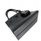 Prada 2-Way Triangle Logo Monochrome Shoulder Bag Crossbody Leather Black Gold — view 3