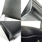 Prada 2-Way Triangle Logo Monochrome Shoulder Bag Crossbody Leather Black Gold — view 6