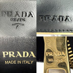 Prada 2-Way Triangle Logo Monochrome Shoulder Bag Crossbody Leather Black Gold — view 5