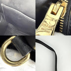 Prada 2-Way Triangle Logo Monochrome Shoulder Bag Crossbody Leather Black Gold — view 7