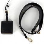 Prada 2-Way Triangle Logo Monochrome Shoulder Bag Crossbody Leather Black Gold — view 8
