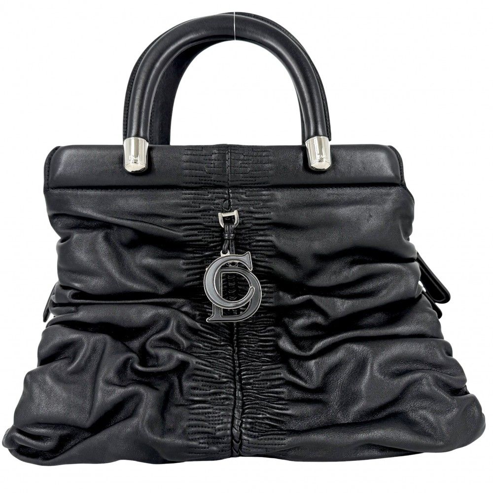 Dior Handbag Karenina Leather Black Silver