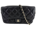 Chanel Chain Wallet Quilted CC Logo Shoulder Bag Crossbody Caviar Leather Black
