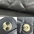 Chanel Chain Wallet Quilted CC Logo Shoulder Bag Crossbody Caviar Leather Black — view 7