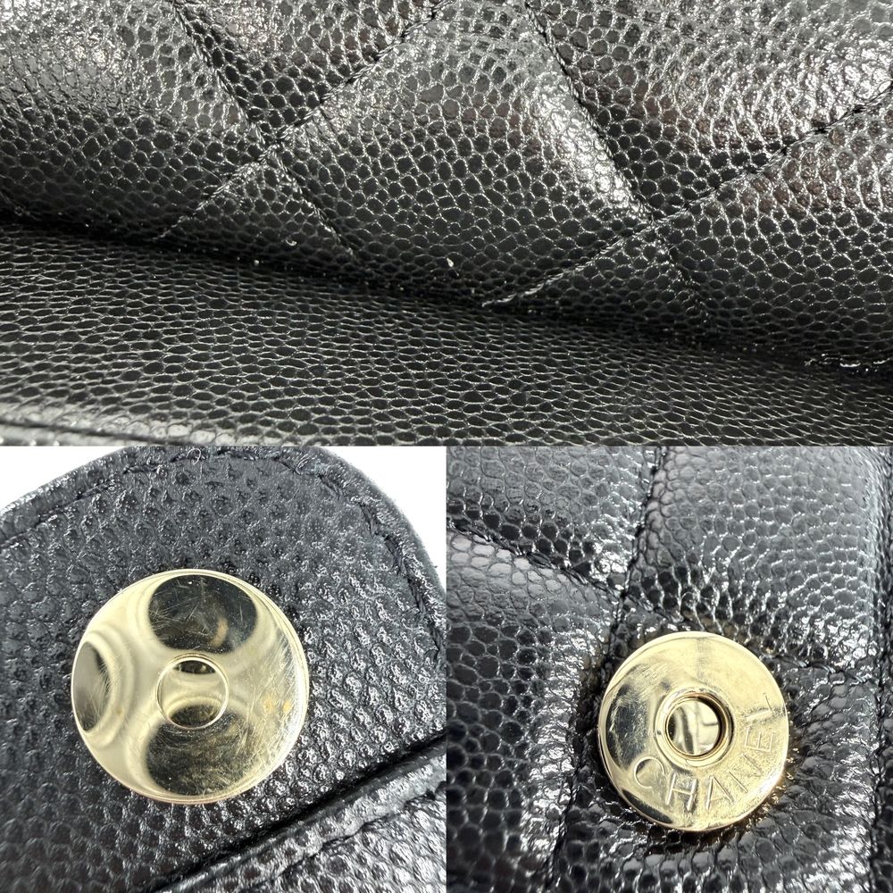 Chanel Chain Wallet Quilted CC Logo Shoulder Bag Crossbody Caviar Leather Black — view 7