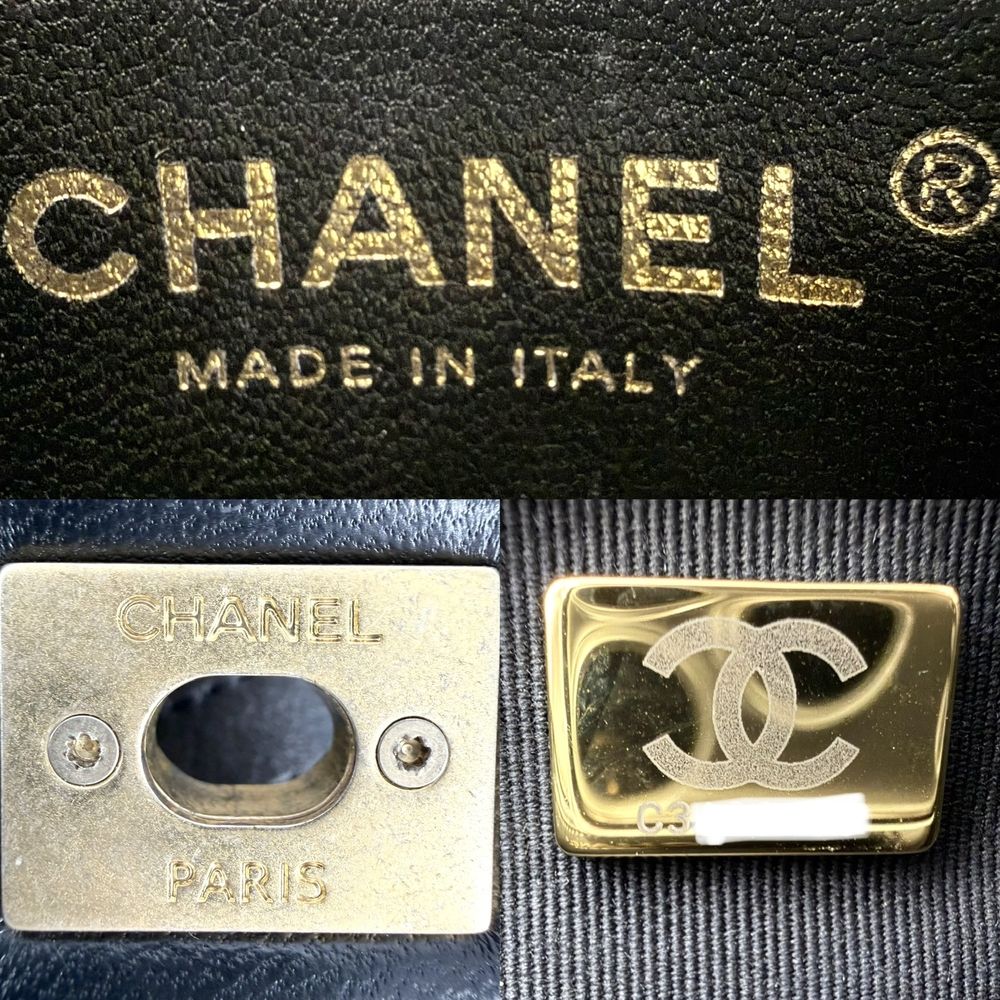 Chanel Shoulder Bag Mini Quilted Chain Turnlock Mini CC Logo Lambskin Black — view 5