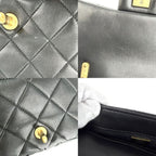 Chanel Shoulder Bag Mini Quilted Chain Turnlock Mini CC Logo Lambskin Black — view 6