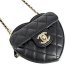 Chanel Shoulder Bag Crossbody Mini Chain Bag Quilted Pochette Heart CC Logo — view 3