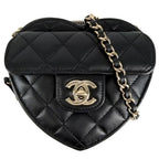 Chanel Shoulder Bag Crossbody Mini Chain Bag Quilted Pochette Heart CC Logo