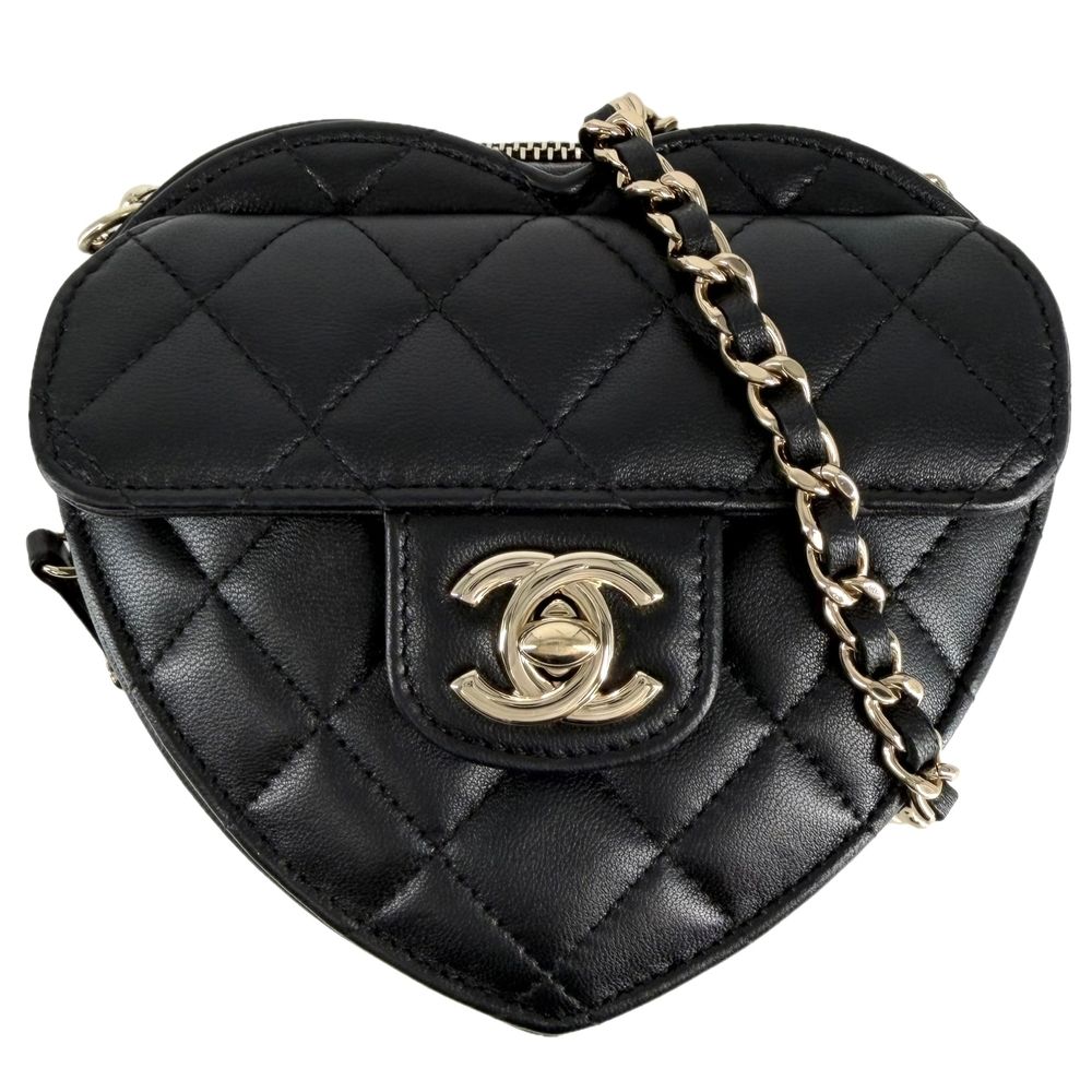 Chanel Shoulder Bag Crossbody Mini Chain Bag Quilted Pochette Heart CC Logo