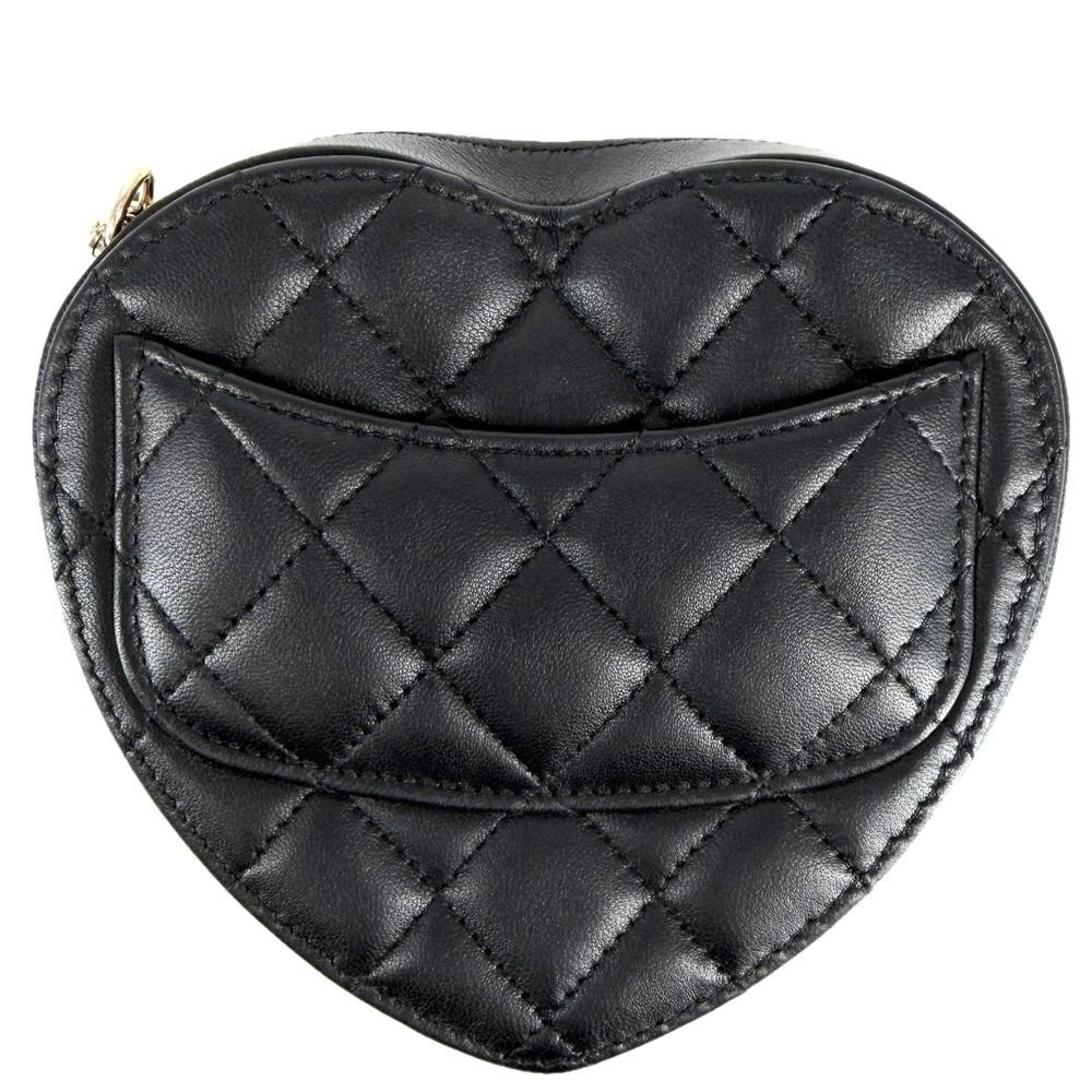 Chanel Shoulder Bag Crossbody Mini Chain Bag Quilted Pochette Heart CC Logo — view 2