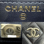Chanel Shoulder Bag Quilted Evening CC Logo Bag Caviar Leather Black Gold — view 5
