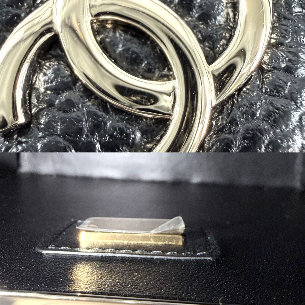 Chanel Shoulder Bag Quilted Evening CC Logo Bag Caviar Leather Black Gold — view 7