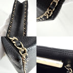 Chanel Shoulder Bag Quilted Evening CC Logo Bag Caviar Leather Black Gold — view 6