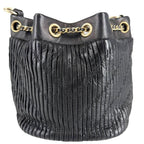 Chanel Shoulder Bag CC Logo Coco Pleated Stitch Bag Leather Black Gold Vintage — view 2