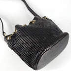 Chanel Shoulder Bag CC Logo Coco Pleated Stitch Bag Leather Black Gold Vintage — view 3