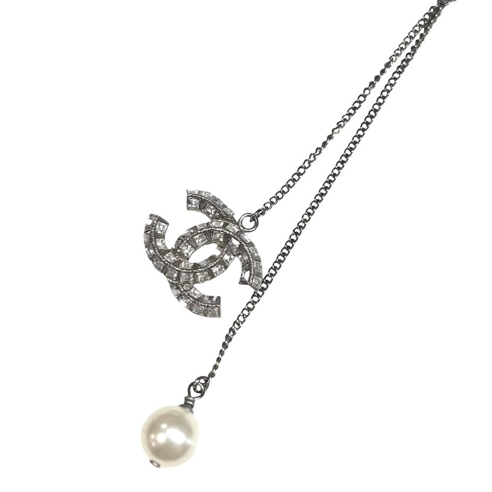 Chanel Necklace Long CC Logo Accessory Star Rhinestone Faux Pearl Vintage