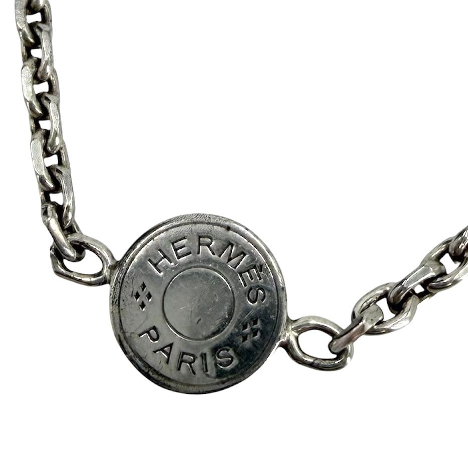 Hermes Necklace Mini Series Pendant Accessory 925 Sterling Silver Vintage